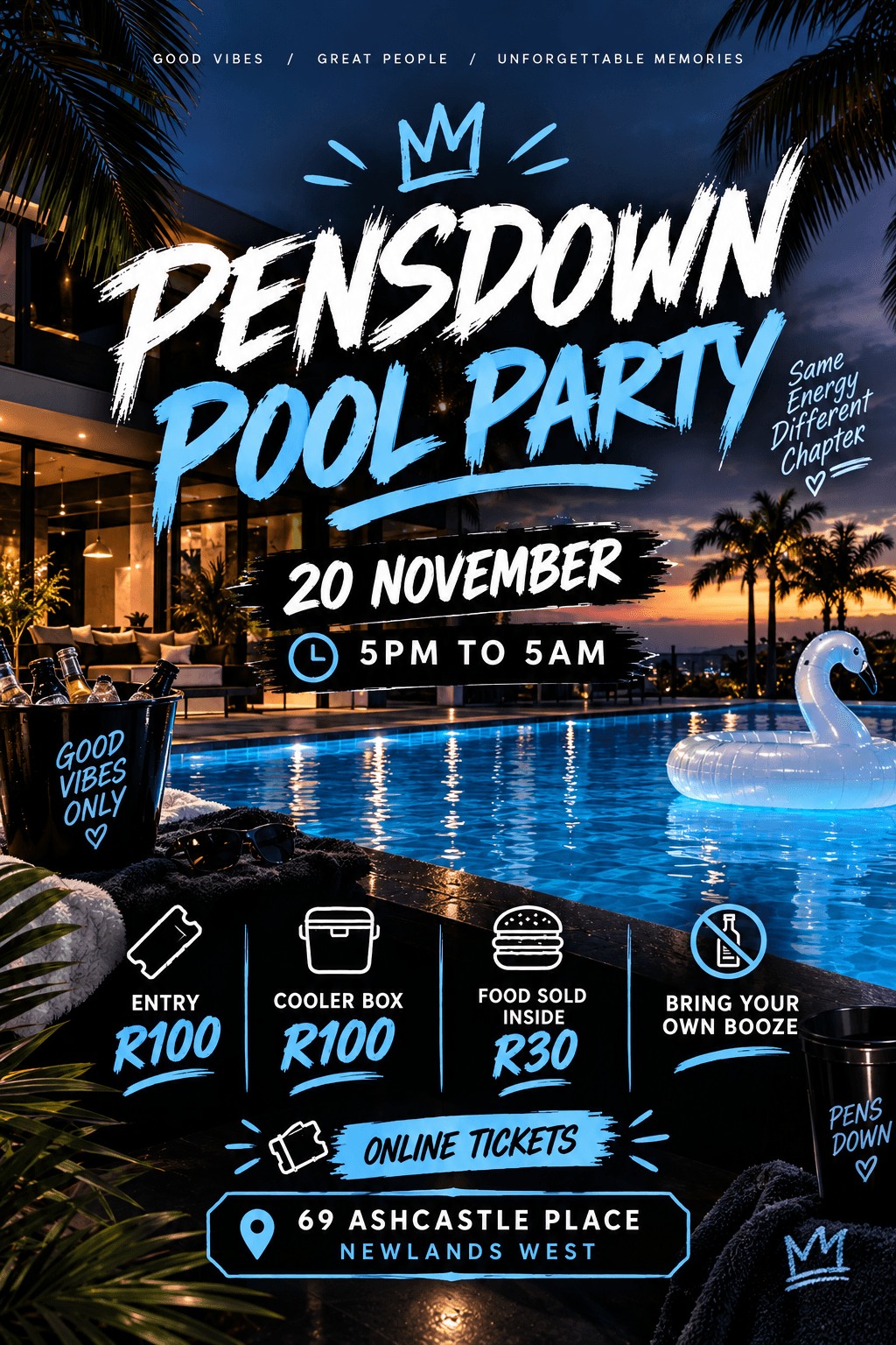 Pensdown pool party poster